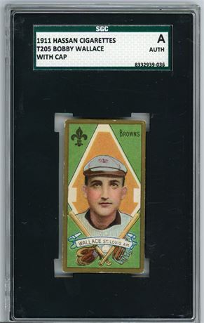 1911 T205 Hassan Bobby Wallace HOF With Cap SGC Authentic