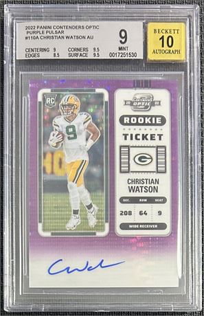2022 Panini Contenders Optic Christian Watson RC 14/21 BGS 9 Auto 10