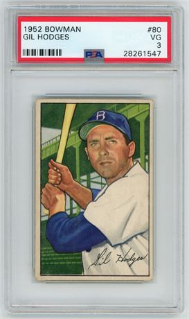 1952 Bowman #80 Gil Hodges PSA 3 VG