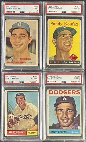 1957-1964 Topps Sandy Koufax PSA Graded Lot (4)