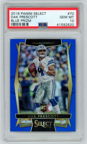 2016 Panini Select #70 Dak Prescott RC Blue Prizm 52/149 PSA 10 GEM MINT