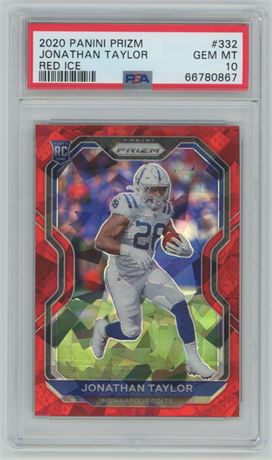 2020 Panini Prizm #332 Jonathan Taylor RC Red Ice PSA 10 GEM MINT