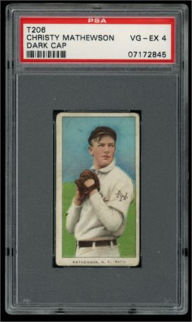 1909-1911 T206 Piedmont Christy Mathewson Dark Cap PSA 4