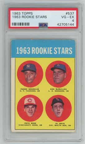 1963 Topps #537 Pete Rose RC Hi # PSA 4 VGEX