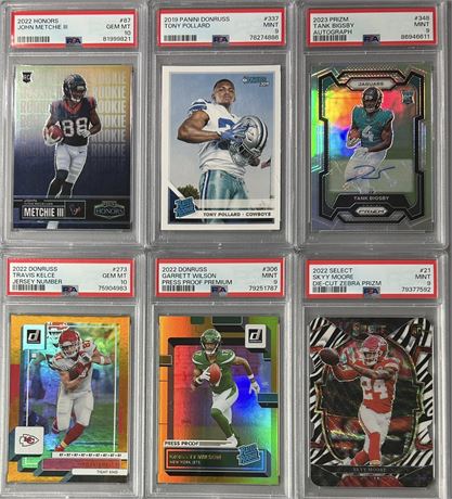 2019-23 PSA Graded Football Lot (6) w/ Kelce /87, Wilson RC, Bigsby Auto