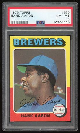 1975 Topps #660 Hank Aaron PSA 8 NMMT