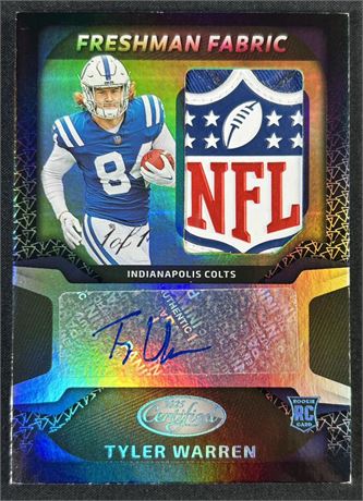 2025 Panini Certified 1/1 Tyler Warren RPA Freshman Fabric Autograph