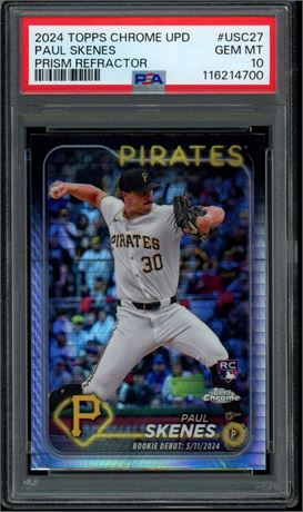 2024 Topps Chrome Update Paul Skenes RC Prism Refractor RC PSA 10 GEM MINT