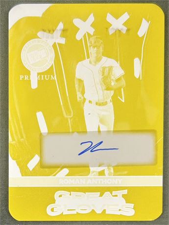 2024 Press Pass Prizm Roman Anthony Great Gloves Printing Plate 1/1 Auto