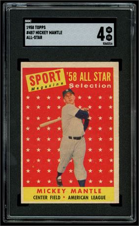 1958 Topps #487 Mickey Mantle All-Star SGC 4