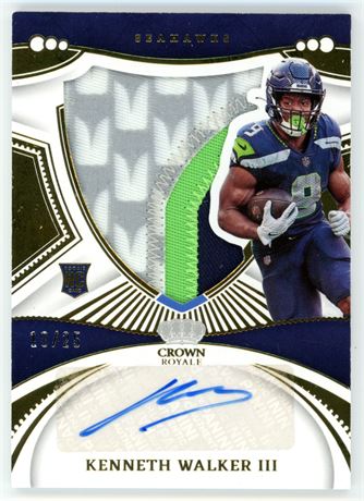 2022 Panini Chronicles Crown Royale 10/25 Kenneth Walker III Rookie Patch Auto