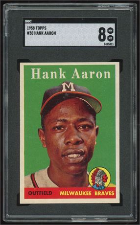 1958 Topps #30 Hank Aaron SGC 8 NMMT Great Eye Appeal Pop 9 Only 4 Higher