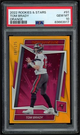 2022 Rookie & Stars #91 Tom Brady Orange 87/175 PSA 10