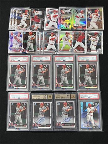 2018-19 Bowman Nolan Gorman RC Lot (24) with 3 Autos, 4 Refractors and 6 PSA 10s
