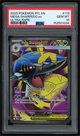 2025 Pokémon PFL EN Mega Sharpedo ex Ultra Rare PSA 10