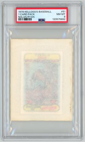 1978 Kellogg's Baseball #51 1 Card Pack Nolan Ryan PSA 8 NMMT