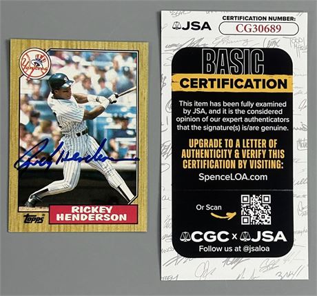 1987 Topps #735 Rickey Henderson Auto JSA NM