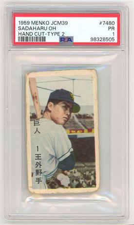 1959 Menko JCM39 #7480 Sadaharu OH RC Hand Cut Type 2 PSA 1