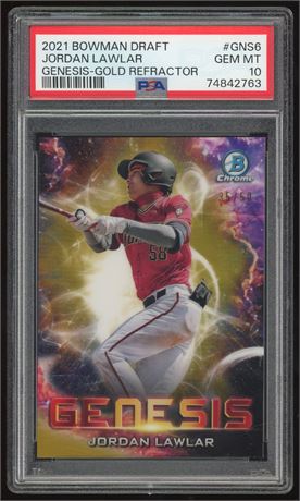 2021 Bowman Chrome Draft Jordan Lawlar Genesis Gold Refractor 35/50 PSA 10