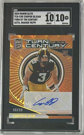 2024 Panini Elite Cooper DeJean RC Orange 90/99 SGC 10 Auto 10