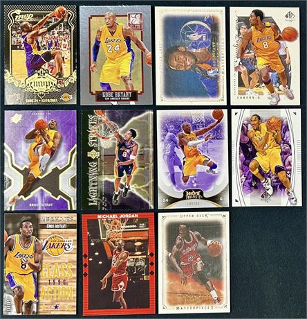 (11) Kobe Bryant / Michael Jordan Lot w/ Inserts