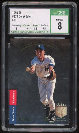 1993 Upper Deck SP #279 Derek Jeter RC Foil CSG 8 NMMT