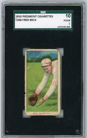 1910 T206 Piedmont Fred Beck SGC 1 (READ)