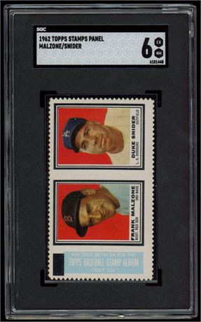 1962 Topps Stamps Panel Malzone/Snider SGC 6 EXMT