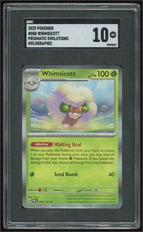2025 Pokémon #008 Whimsicott Prismatic Evolutions Holo SGC 10 GEM MINT