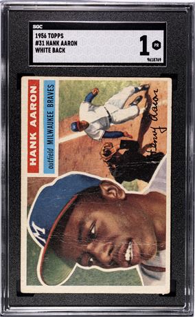 1956 Topps #31 Hank Aaron White Back SGC 1 POOR