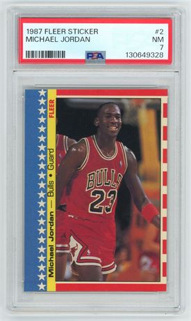 1987 Fleer Sticker #2 Michael Jordan PSA 7 NM