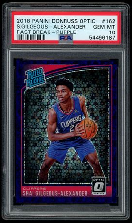 2018 Donruss Optic #162 SGA RC Fast Break Purple 15/95 PSA 10
