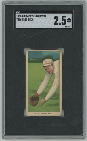 1909-11 T206 Piedmont Fred Beck SGC 2.5 GOOD+