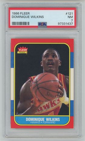 1986 Fleer #121 Dominique Wilkins RC PSA 7 NM