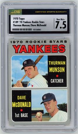 1970 Topps #189 Thurman Munson RC CSG 7.5 NM+