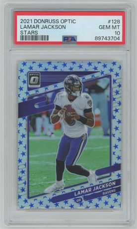 2021 Donruss Optic #128 Lamar Jackson Stars Prizm PSA 10 GEM MINT