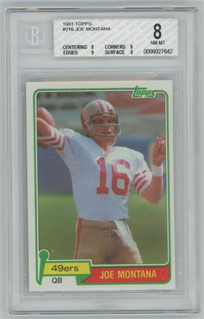 1981 Topps #216 Joe Montana RC BGS 8 NMMT