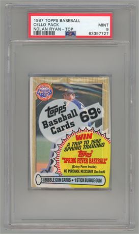 1987 Topps Baseball Cello Pack Nolan Ryan On Top PSA 9 MINT Only 12 Higher