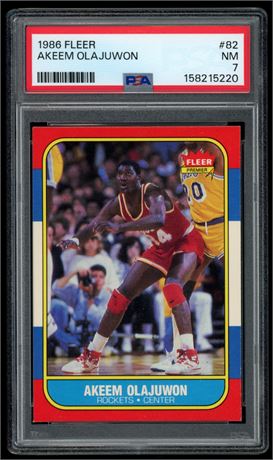 1986 Fleer #82 Akeem Olajuwon RC PSA 7
