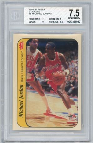 1986 Fleer Sticker #8 Michael Jordan RC BGS 7.5 NM+