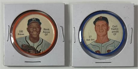 1962 Salada Junket Baseball Coin Lot (2) Carl Yastrzemski and Hank Aaron