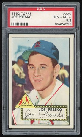1952 Topps #220 Joe Presko PSA 8.5 NMMT+