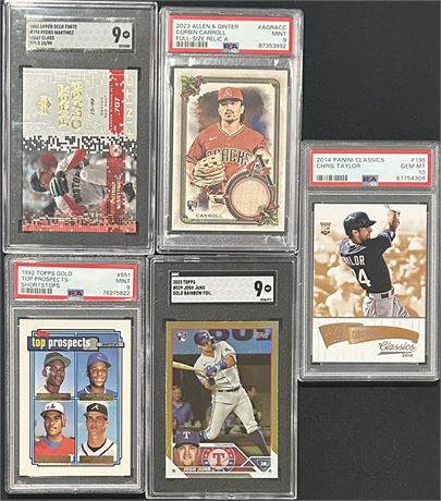 Modern Baseball Graded Lot (5) w/ RC's, Relic, Numbered and Foil
