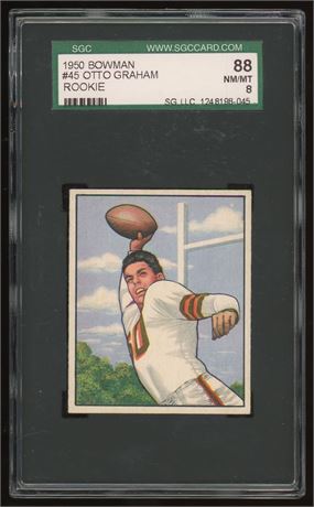 1950 Bowman #45 Otto Graham RC SGC 8 NMMT GORGEOUS & CENTERED