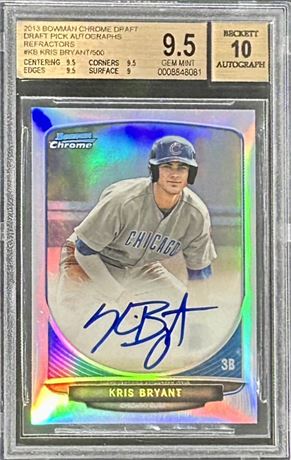 2013 Bowman Chrome Draft Pick Refractor Autos Kris Bryant RC 150/500 BGS 9.5/10
