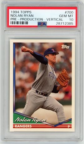1994 Topps #700 Nolan Ryan Pre-Production Vertical PSA 10 GEM MT