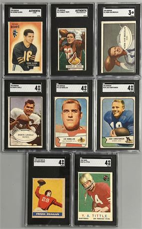 1949-59 Bowman/Leaf/Topps SGC Graded Football Stars Lot (8) (Read)