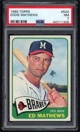 1965 Topps #500 Eddie Mathews PSA 7