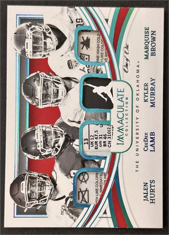 2022 Immaculate Collection Hurts/Lamb/Murray/Brown Oklahoma Quad Relic 1/1