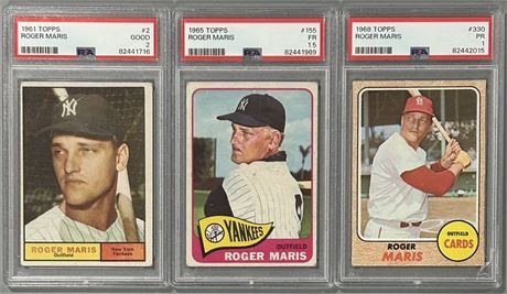 1961-68 Topps Roger Maris PSA Graded Lot (3)